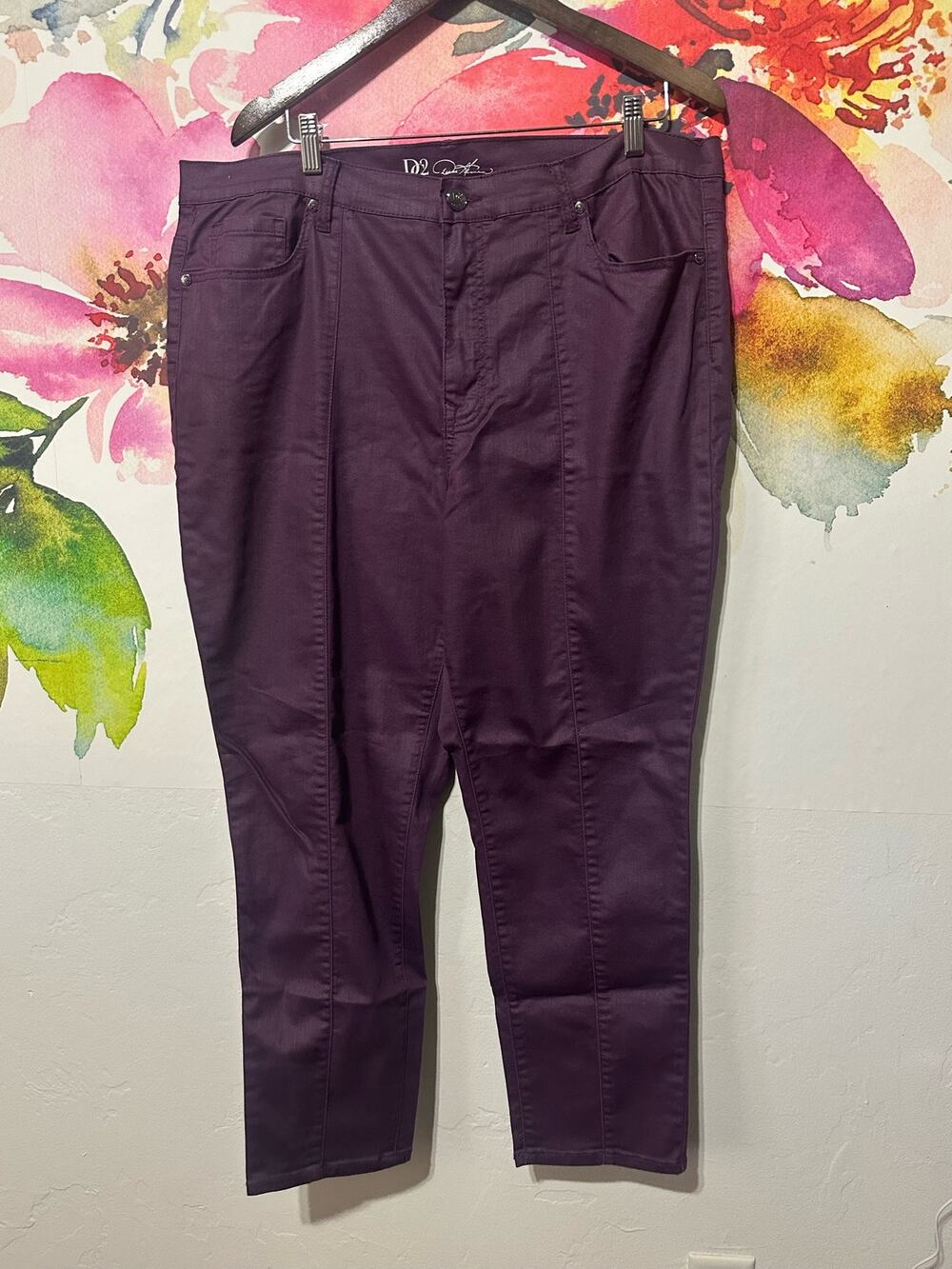 DIANA GILMAN DG2 EGGPLANT COATED 5 PKT SKINNY JEANS SZ 20W Stretchy Plus Size